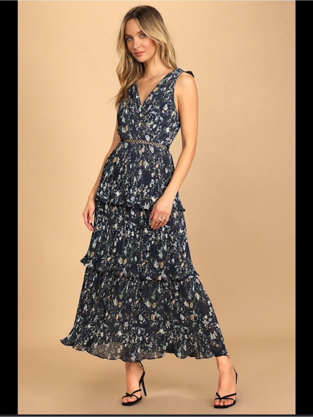 Lulu's Blue and White Tiered Maxi Dress